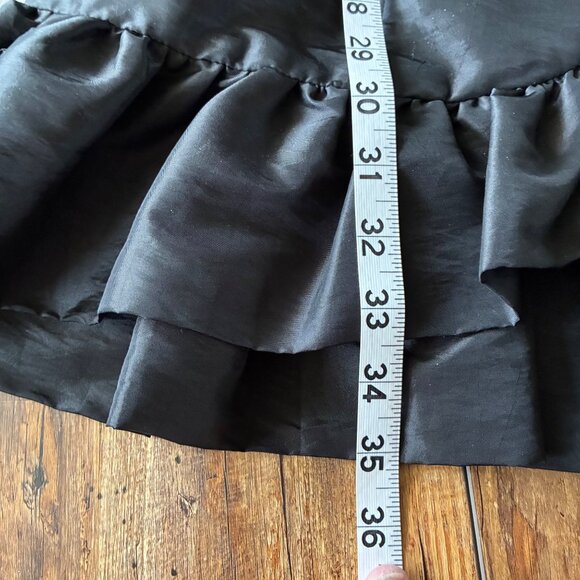 Unique Black Ruffle Trim Satin Top with Rosette Buttons – Med - Evening, Goth - Picture 11 of 13